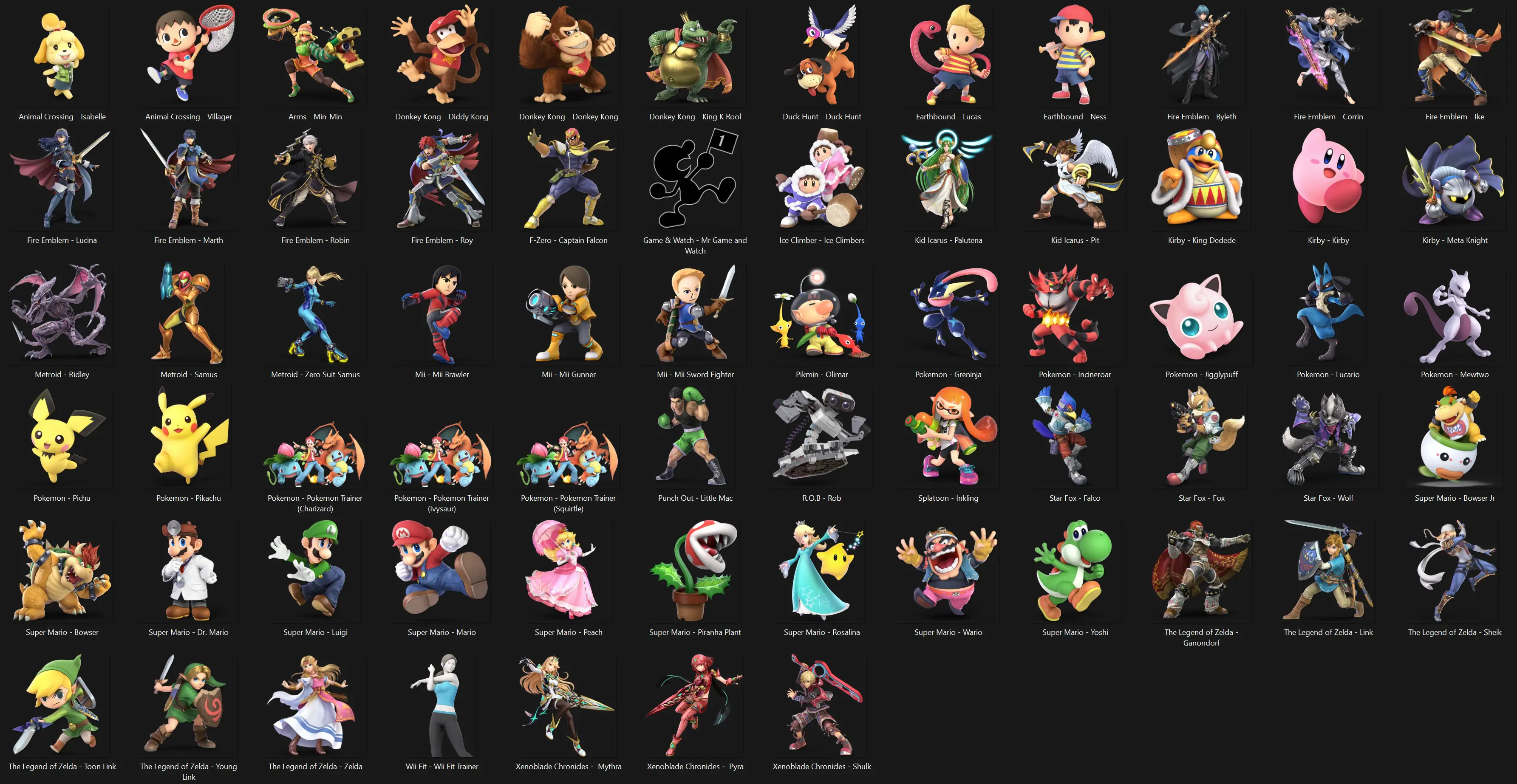 Returning Playable Fighters - Nintendo